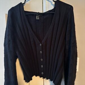 Forever 21 Black Cardigan Sweater with Long Sleeves and V-Neck